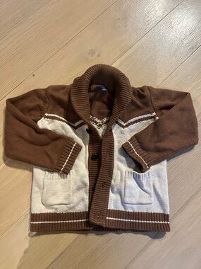 Janie and Jack Brown and Shawl Collar Cowboy Cardigan